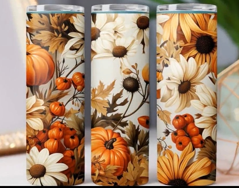 Fall floral tumbler 20oz