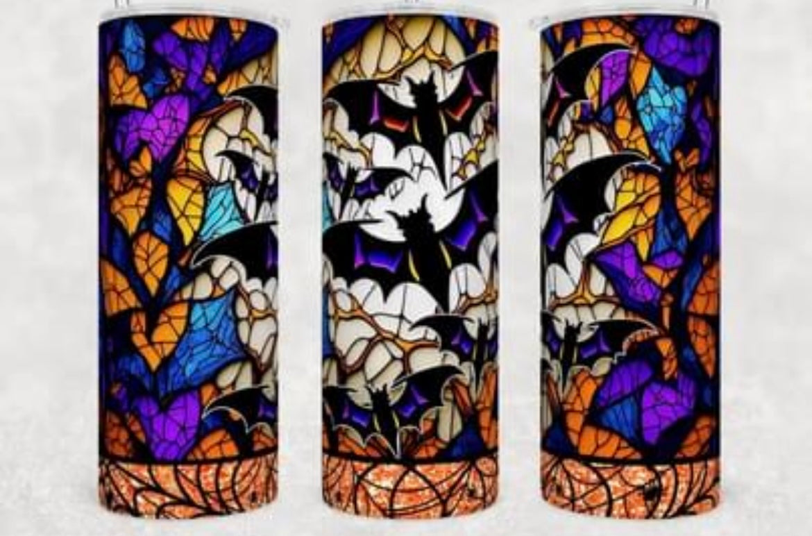 Stained glass bat tumbler 20oz