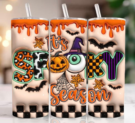 Inflated Spooky Season checkered tumbler 20oz