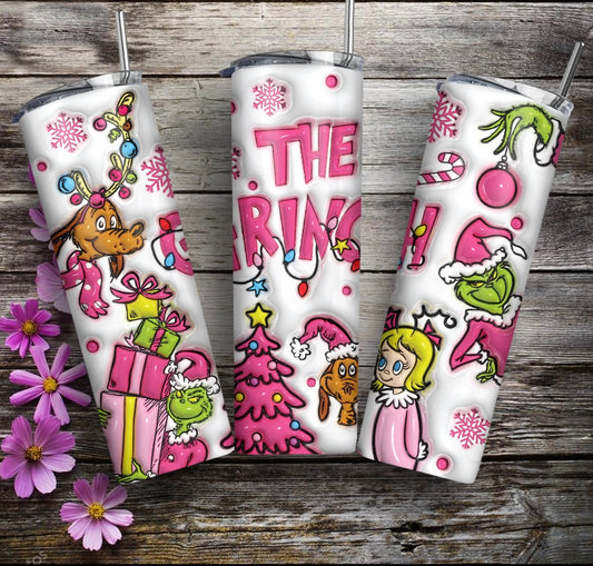 Pink Grinch Whooville Tumbler 20oz