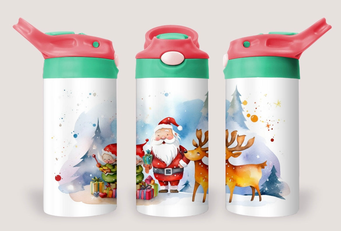 Santa and reindeer Tumbler 12oz