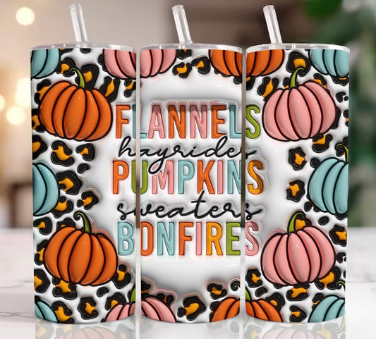 Flannels,pumpkins,bonfires tumbler 20oz