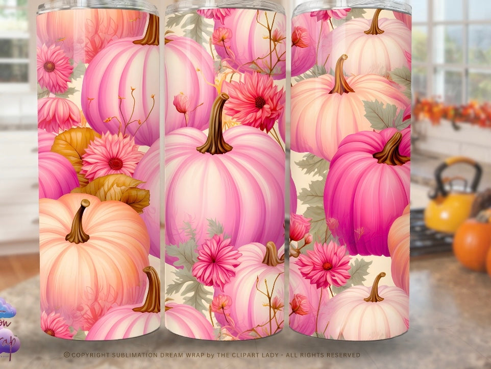 Pink October pumpkin tumbler 20oz