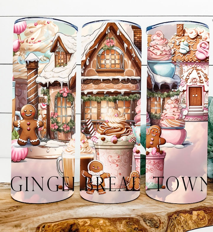 Gingerbread Town Tumbler 20o