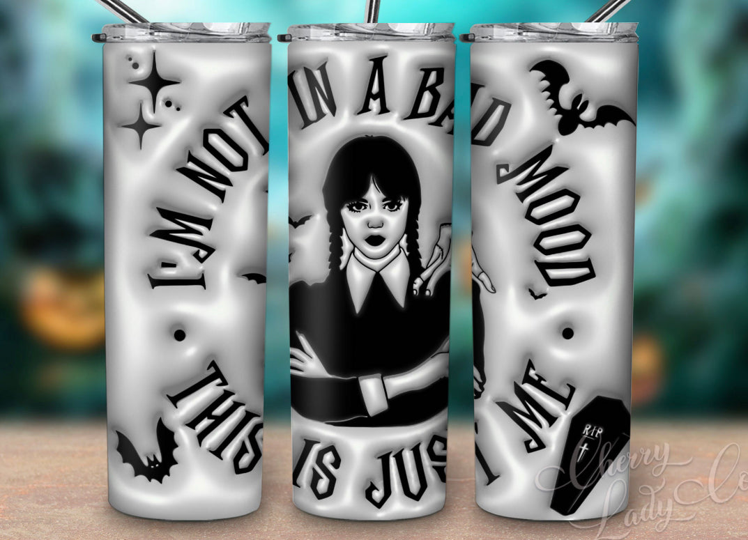 Inflated- Wednesday black and gray Halloween tumbler 20oz