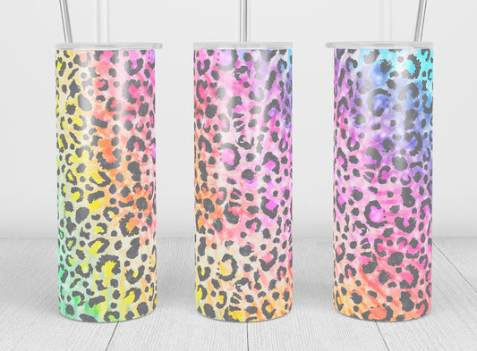 Animal print colorful leopard- 20oz tumbler