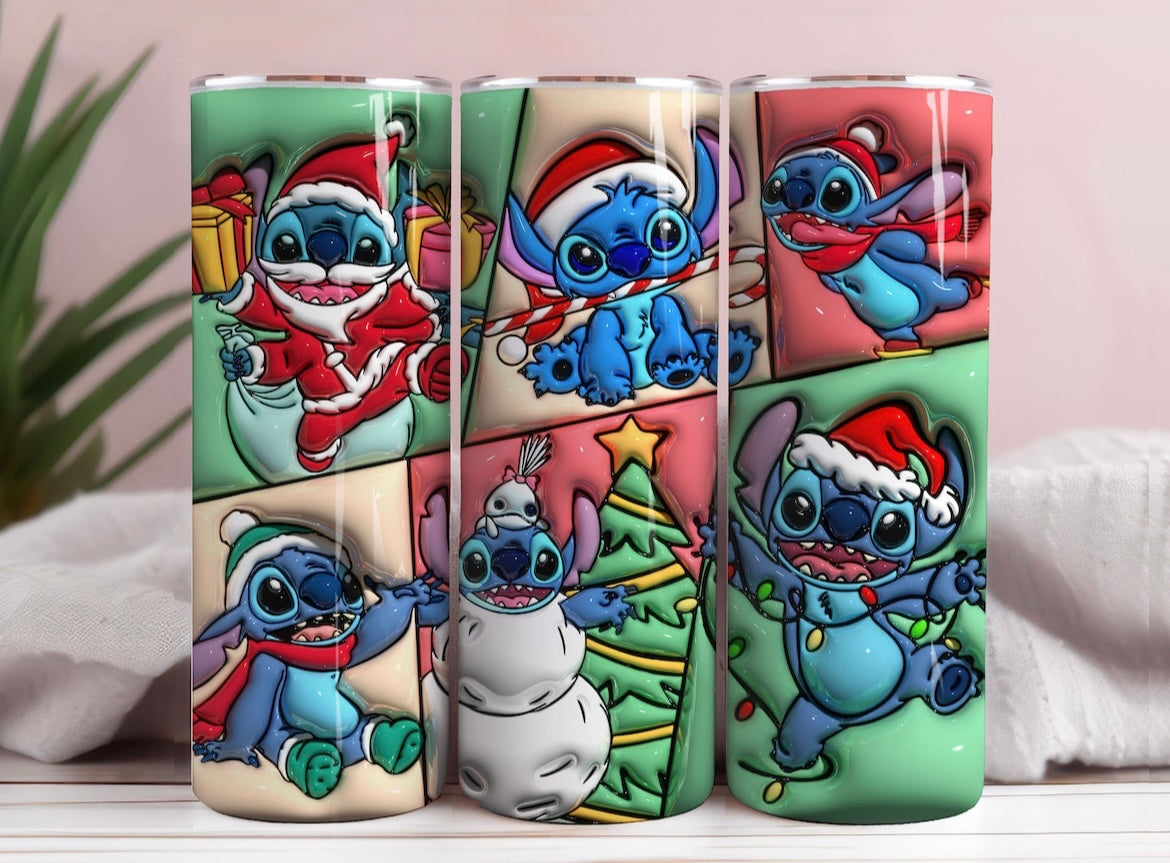 Inflated Stitch christmas tiles Tumbler 20oz