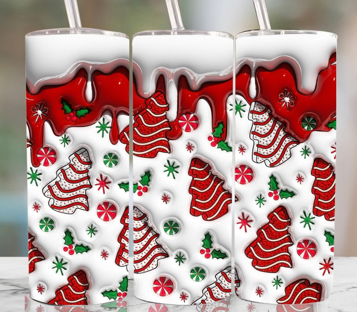 Inflated Holly Christmas Tree Cakes Tumbler 20oz